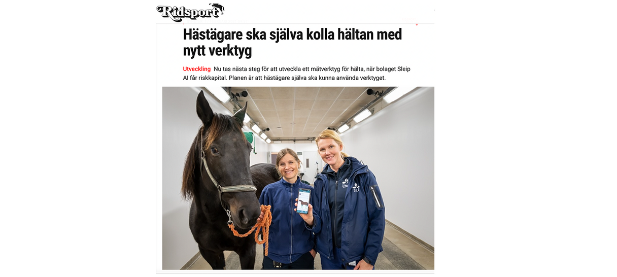 Tidningen Ridsport: Horse owners to check lameness with new tool