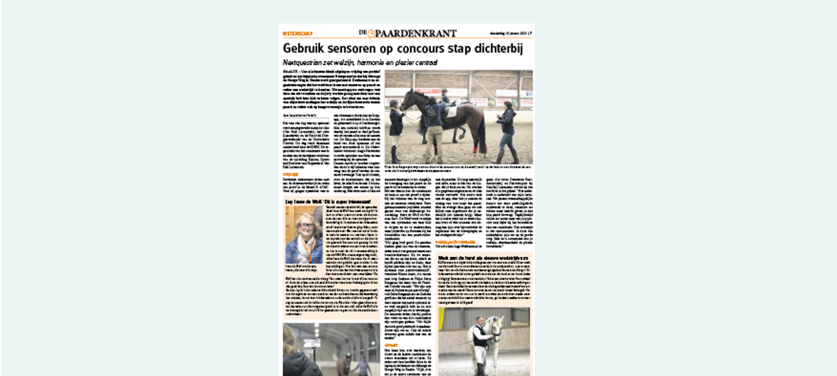 De Paardenkrant: Use of objective gait analysis at competition vet checks
